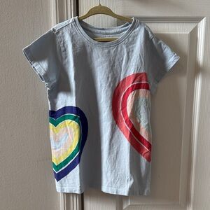 Tea Collection Light Blue Tee with Colorful Heart Prints (never worn!)